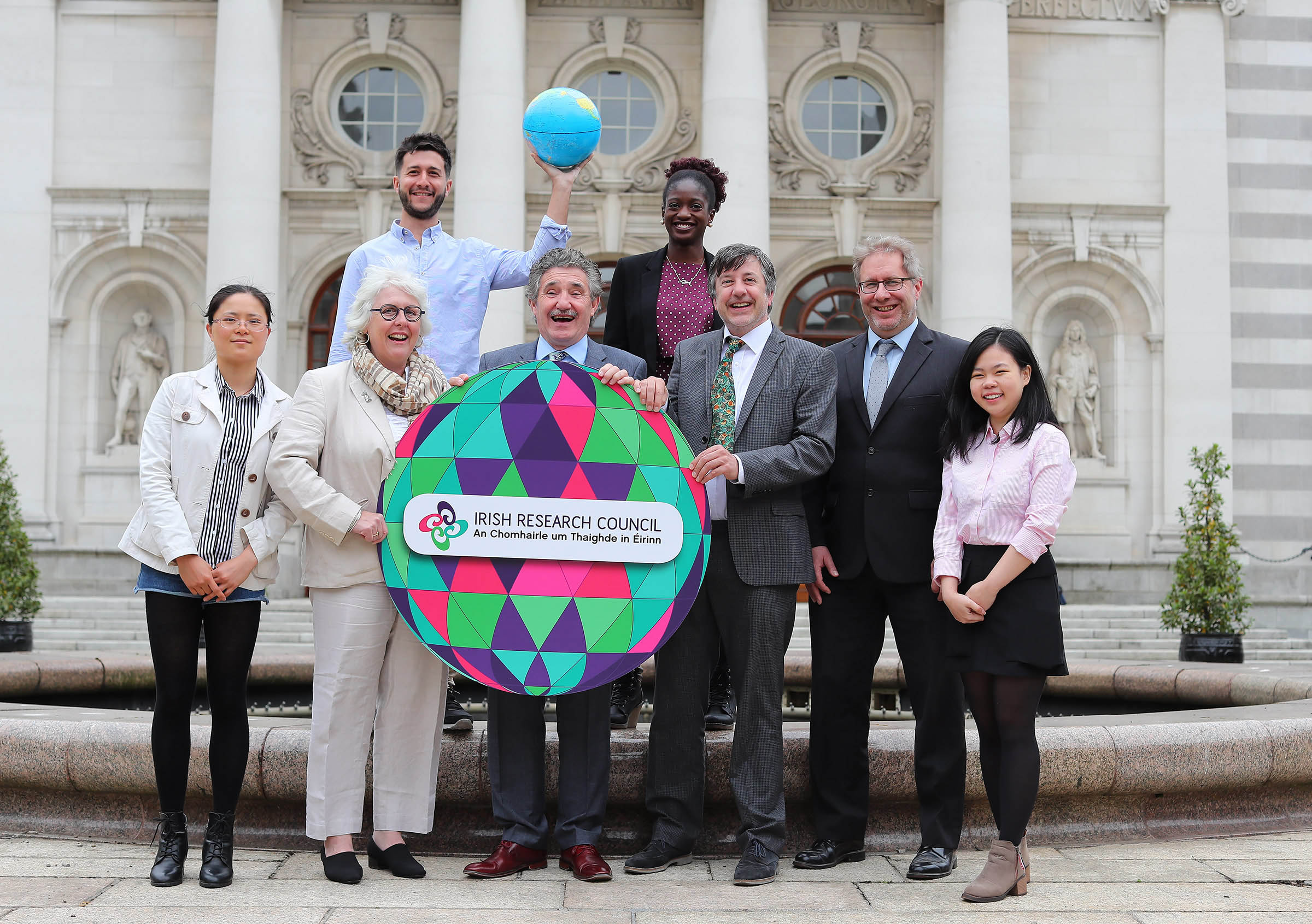 Pictured (L-R): Shuaishuai Hu (Dublin Institute of Technology), Prof Jane Ohlmeyer (Chair of the Council), Dr Nahuel Sznajderhaus (NUI Galway), John Halligan TD (Minister of State for Training, Skills, Innovation and Research and Development), Sharon Bolanta (University of Limerick), Peter Brown (Director of the Council), Prof Sean Ryder (Chair of the Advisory Group on International Engagement), Zhi Hui Nicole Fong (Dundalk Institute of Technology)