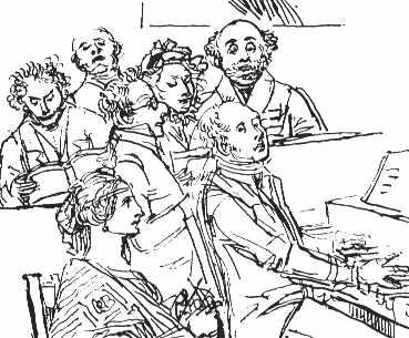 Drawing of a salon gathering at the Berlin home of Henriette Herz (1764–1847) by Johann Gottfried Schadow (1764–1850) © WikiCommons