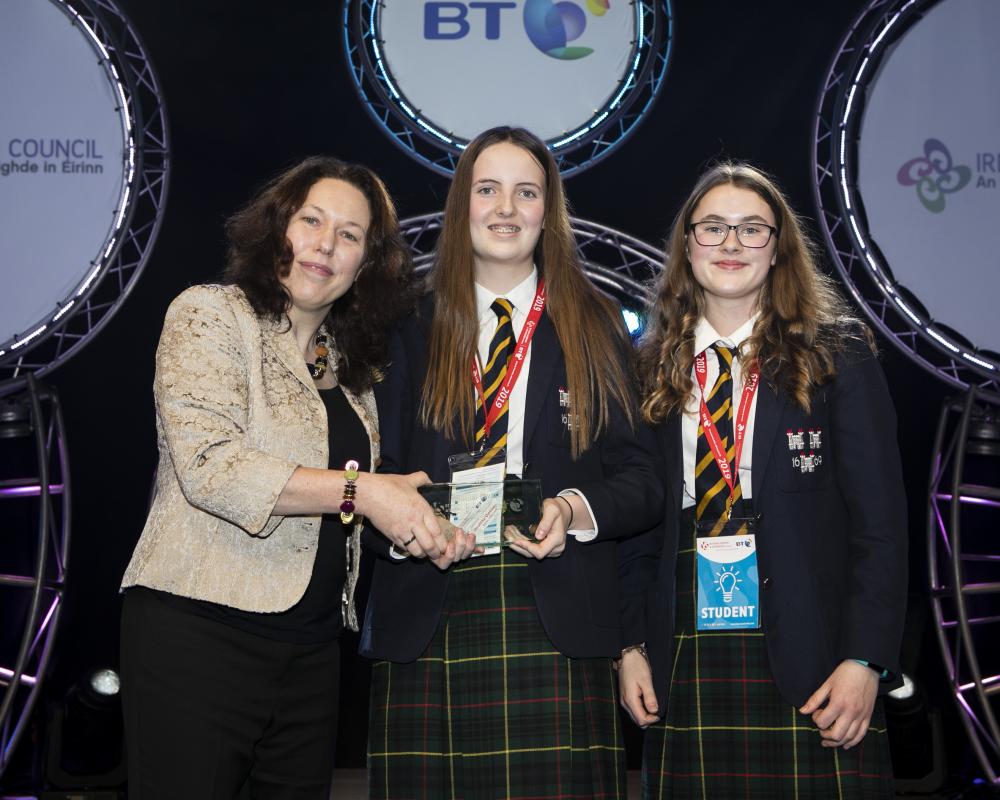  Liz-Anne Worrall, Assistant Director at the Irish Research Council; Kate Bagnall and Bobbi Beattie from The Kings Hospital School.