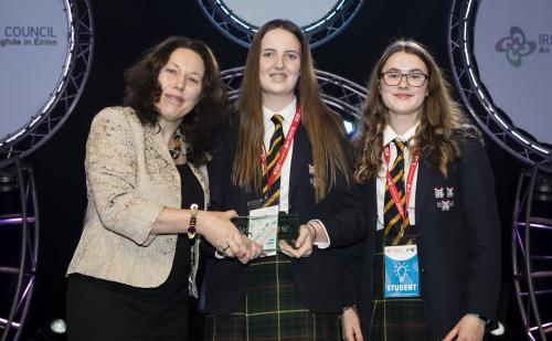  Liz-Anne Worrall, Assistant Director at the Irish Research Council; Kate Bagnall and Bobbi Beattie from The Kings Hospital School.