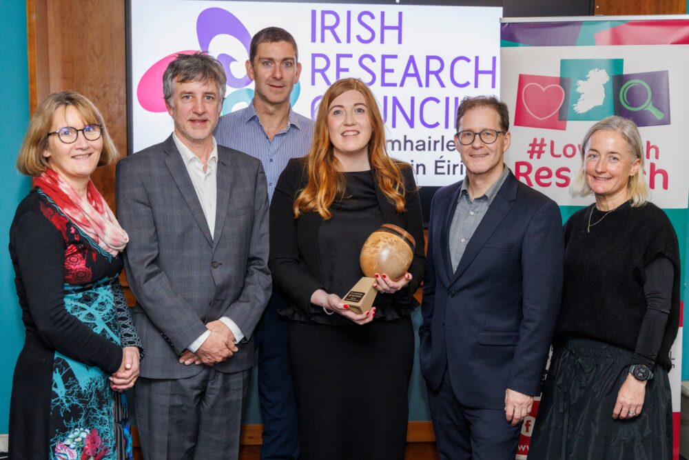 From left to right: Professor Orla Muldoon (IRC board member), Peter Brown, (IRC Director), Professor Liam Barry (IRC board member), Professor Aisling McMahon, (IRC ECR Researcher of the Year 2023), Professor Daniel Carey (IRC Chair), Professor Patricia Kearney (IRC board member).