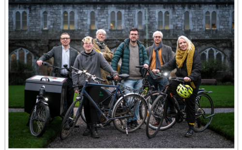 Socio cycle project team with bicycles