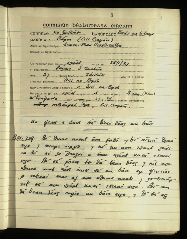 Extract from a Folklore Commission document (in Irish)