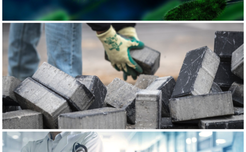 Three images of testing in a lab