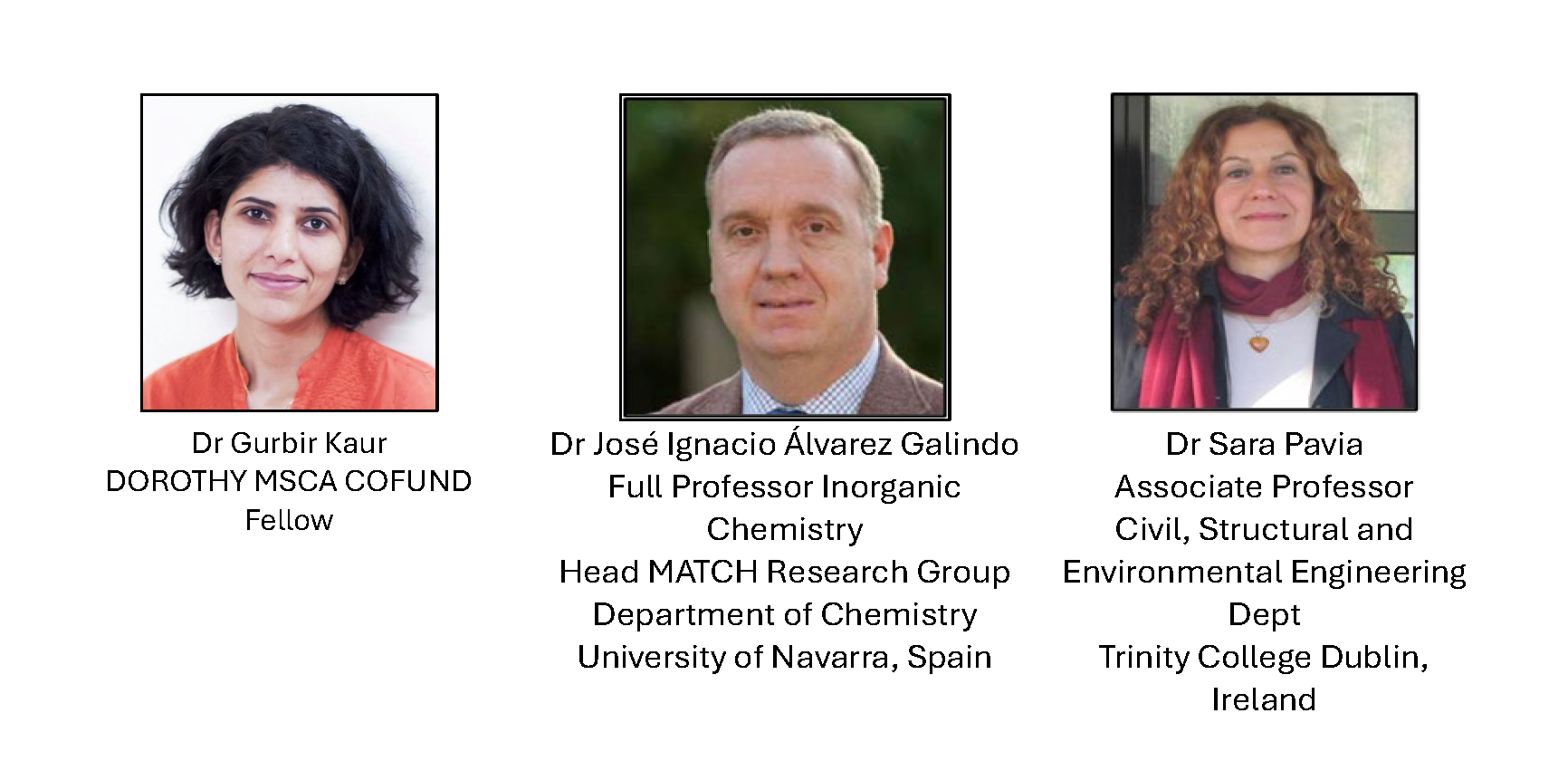 three team members images and titles